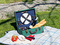 ; Geschirrsets in Tragekoffern für Picknicks, Camping und Ausflüge Picknickdecken Flaschenöffner 