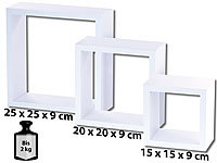 Carlo Milano 3er-Set Quadratische Wandregale, bis 25 x 25 x 9 cm, weiß; Wandregale mit Schubladen Wandregale mit Schubladen 