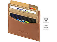 Carlo Milano Extraflaches Kreditkarten-Etui mit 6 Fächern, RFID-Schutz, Leder/Stoff