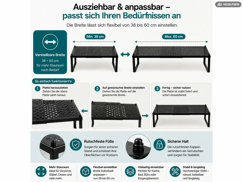 ; Kleines, ausziehbares Regal Kleines, ausziehbares Regal Kleines, ausziehbares Regal 