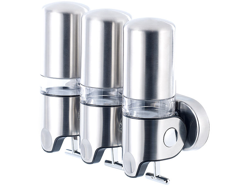 Carlo Milano Dreifacher Edelstahl-Seifenspender, Wandmontage, 3x 350ml; Automatischer Seifenschaumspender Automatischer Seifenschaumspender 